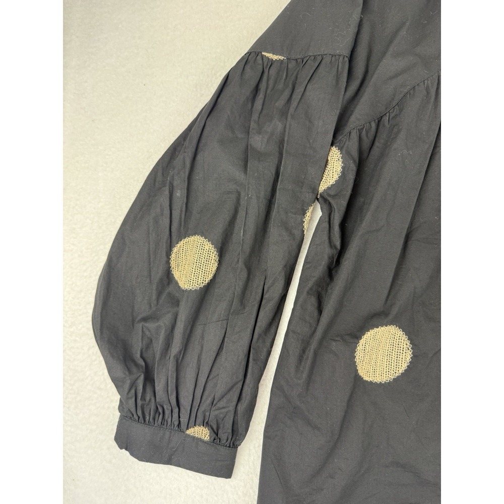 Noet Button Down Top Women's Size 14 Lagenlook Art To Wear Geometric‎ Black - Picture 5 of 12